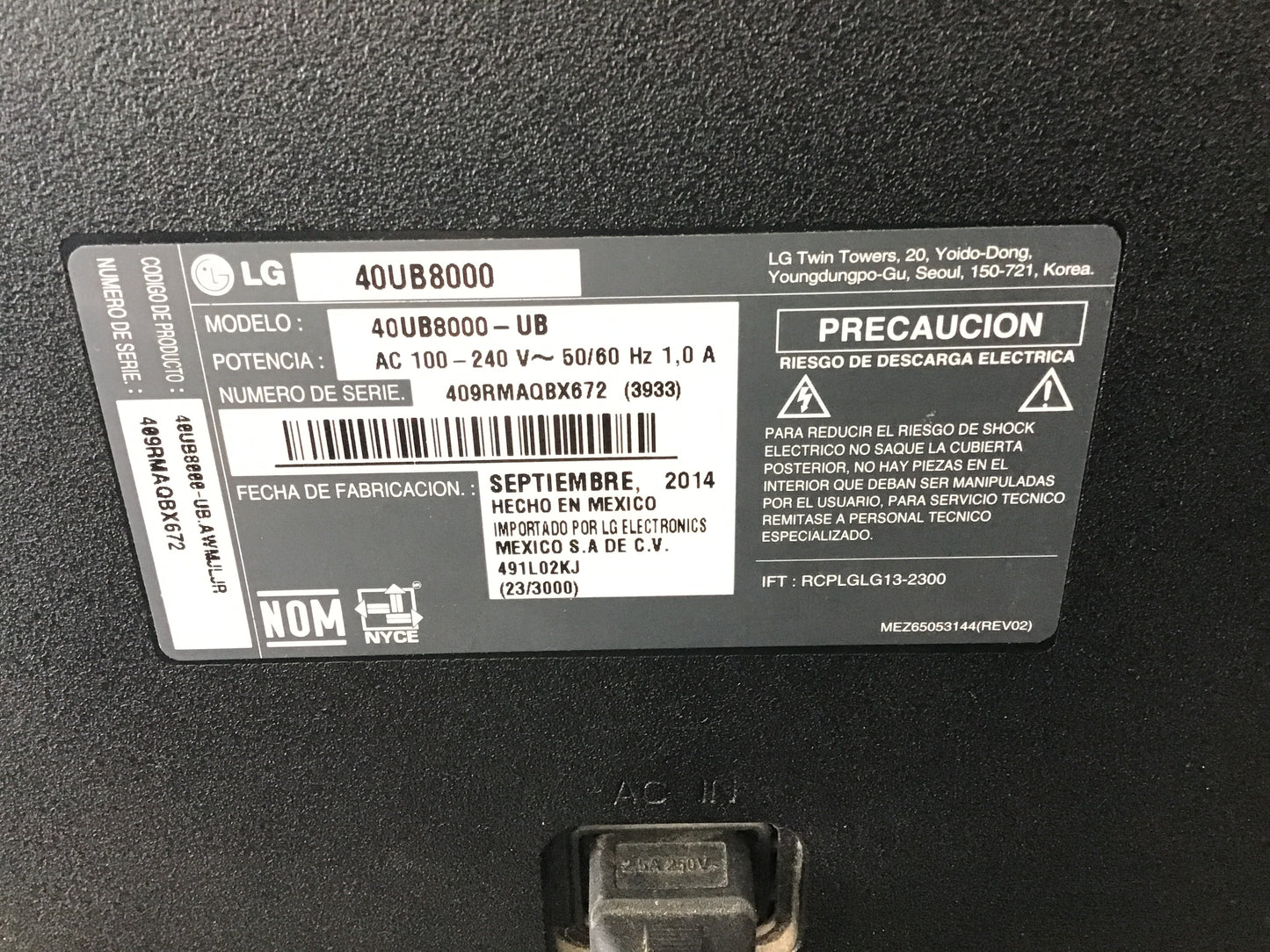 Pantalla LG 40”