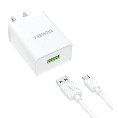 Cargador Micro USB V8 Moreka MR2645 2.1A Usb incluye Cable - SERVIMAX